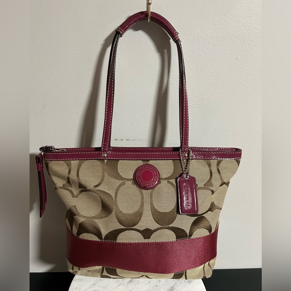 Coach Tan and Pink Shoulder Bag